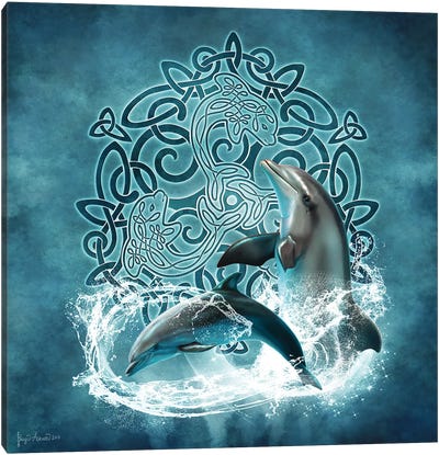 Celtic Dolphin Canvas Art Print - Dolphin Art