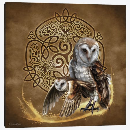Celtic Owl Canvas Print #BGW22} by Brigid Ashwood Canvas Print