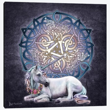 Celtic Unicorn Canvas Print #BGW25} by Brigid Ashwood Canvas Artwork