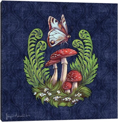 Evening Toadstools Canvas Art Print - Mushroom Art