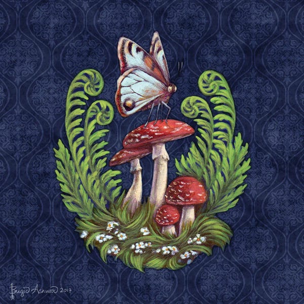 Damask: Evening Toadstools by Brigid Ashwood