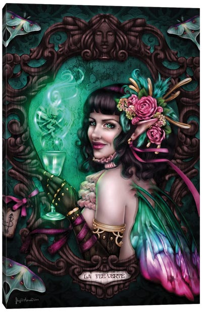 Absinthe Green Fairy Canvas Art Print - Wings Art