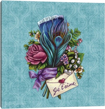 Love Bouquet Canvas Art Print - Turquoise Art