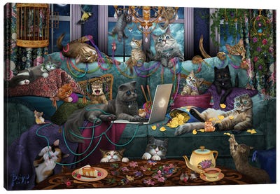 Quarantine Cats Canvas Art Print - Brigid Ashwood