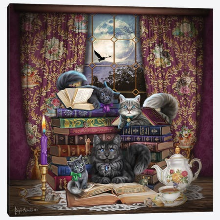 Storytime Cats And Books Canvas Print #BGW42} by Brigid Ashwood Canvas Art Print