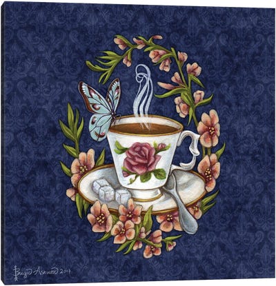 Tea And Company Canvas Art Print - Damask Patterns