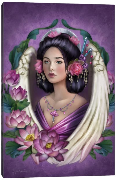 Lotus Angel Canvas Art Print - Wings Art