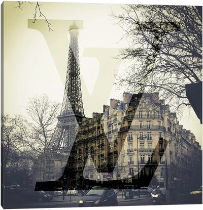 Overcast With Bliss Canvas Art Print - Paris Typography