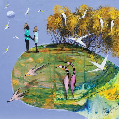 The Lovebirds by Adam Bogusz framed canvas print