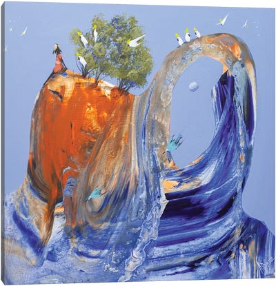 Listen To Nature Canvas Art Print - Blue Abstract Art