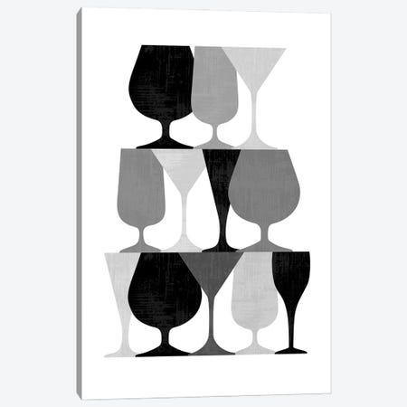 Beverage Glasses Black And White Canvas Print #BHB141} by Beth Bordelon Canvas Art Print