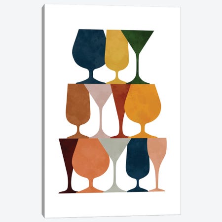 Beverage Glasses Colorful Canvas Print #BHB142} by Beth Bordelon Art Print