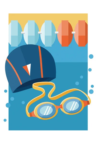 Kids Sports Art: Just Keep Swimming by Beth Bordelon