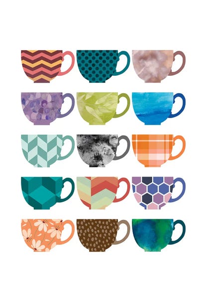 An Assortment Of Cups by Beth Bordelon framed canvas print