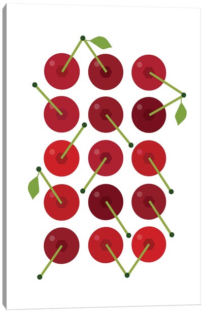 Graphic Cherries Canvas Art Print - Cherry Art