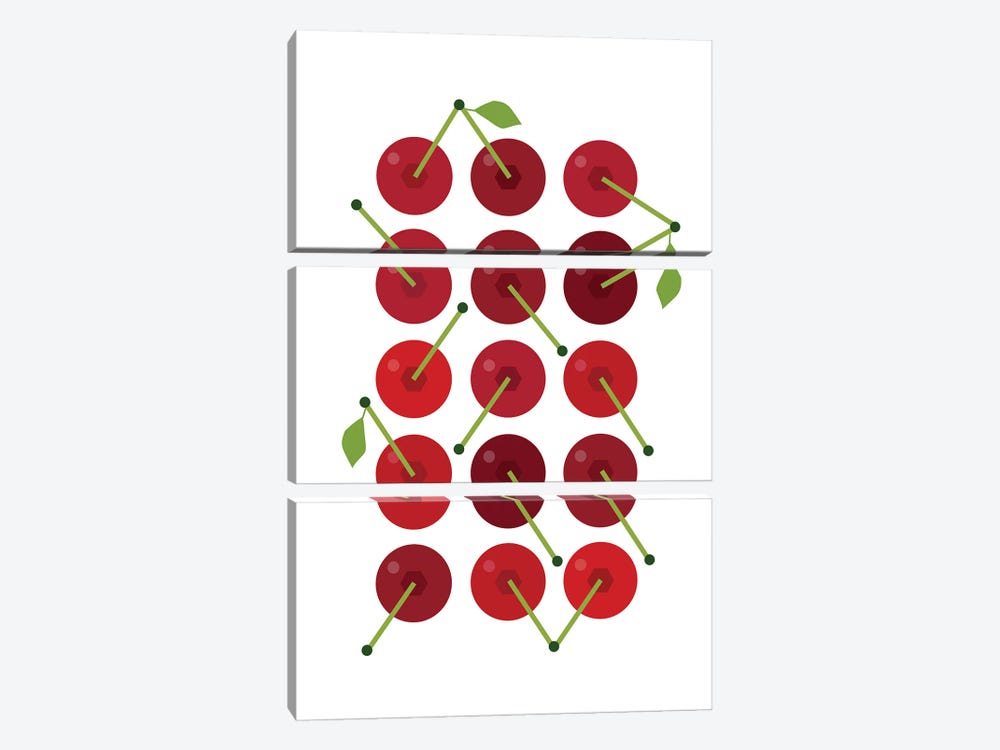 Graphic Cherries by Beth Bordelon 3-piece Canvas Artwork