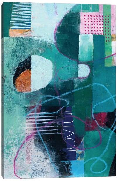 Joyful Abstract I Canvas Art Print - Teal Abstract Art