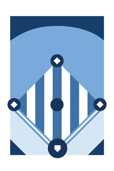 Kids Sports Art: Baseball Field In Blue by Beth Bordelon