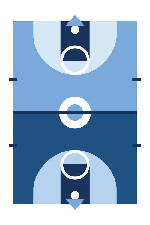 Basketball Court In Blue by Beth Bordelon wall art