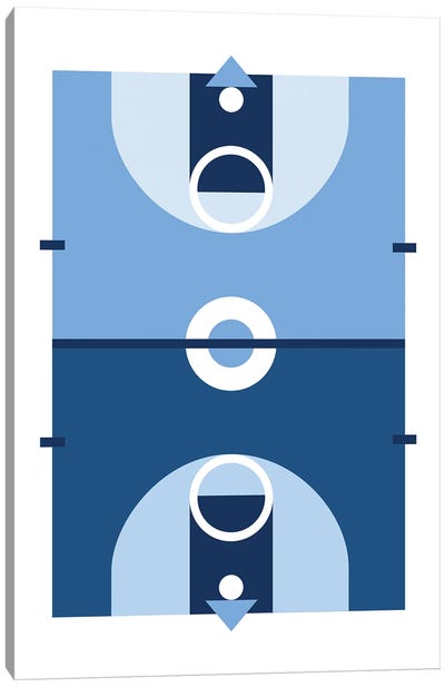 Basketball Court In Blue Canvas Art Print - Basketball Art
