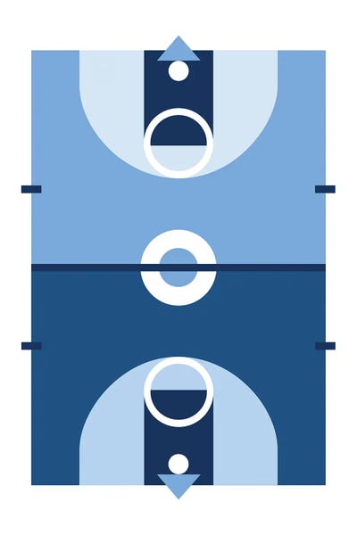 Kids Sports Art: Basketball Court In Blue by Beth Bordelon