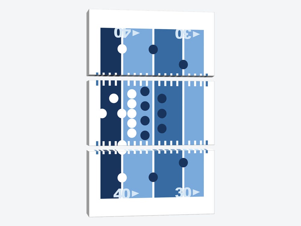 Football Field In Blue by Beth Bordelon 3-piece Art Print