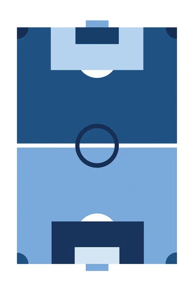 Kids Sports Art: Soccer Field In Blue by Beth Bordelon