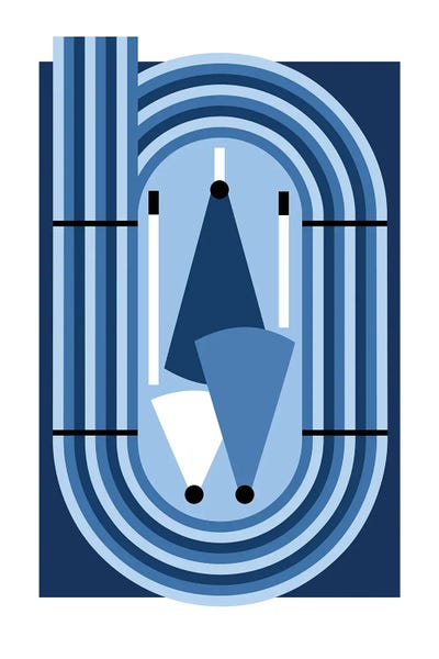 Kids Sports Art: Track And Field In Blue by Beth Bordelon