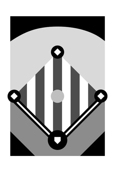 Kids Sports Art: Baseball Field In Black And White by Beth Bordelon