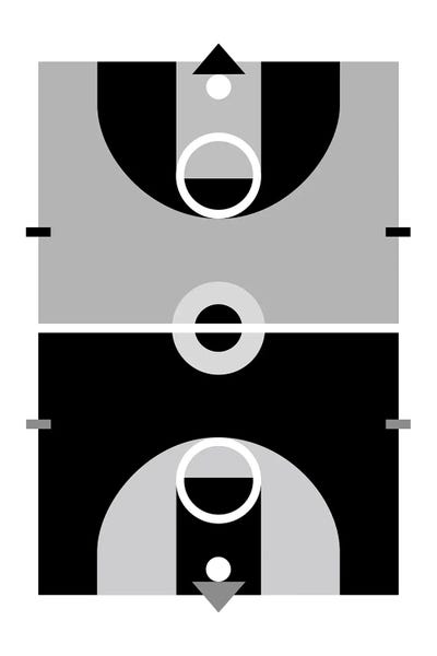 Black & White: Basketball Court In Black And White by Beth Bordelon