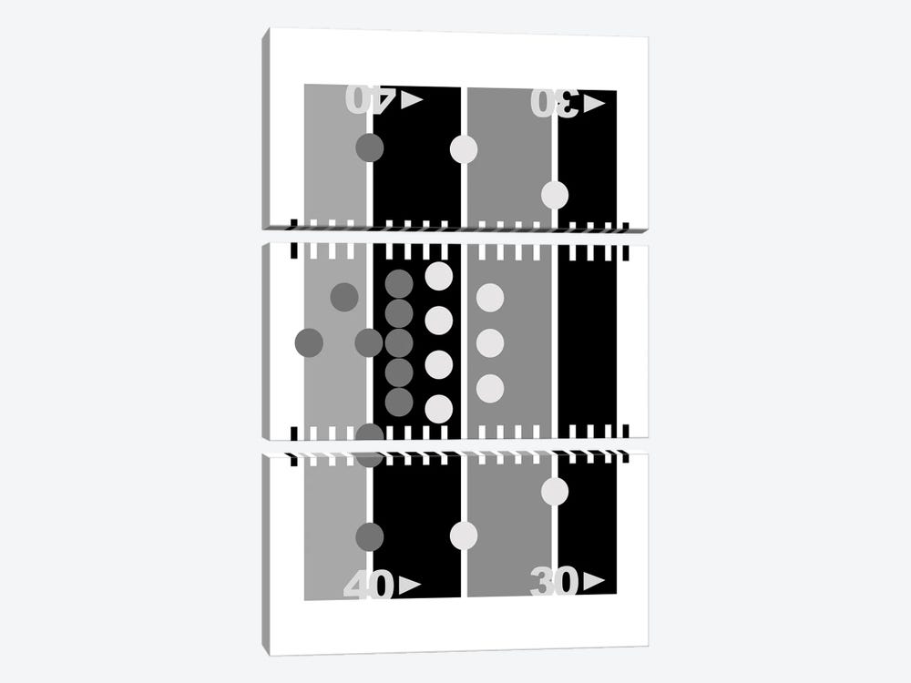 Football Field In Black And White by Beth Bordelon 3-piece Art Print