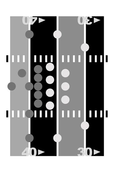 Kids Sports Art: Football Field In Black And White by Beth Bordelon