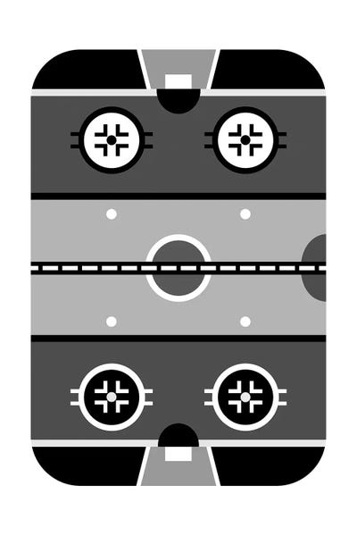 Kids Sports Art: Hockey Rink In Black And White by Beth Bordelon