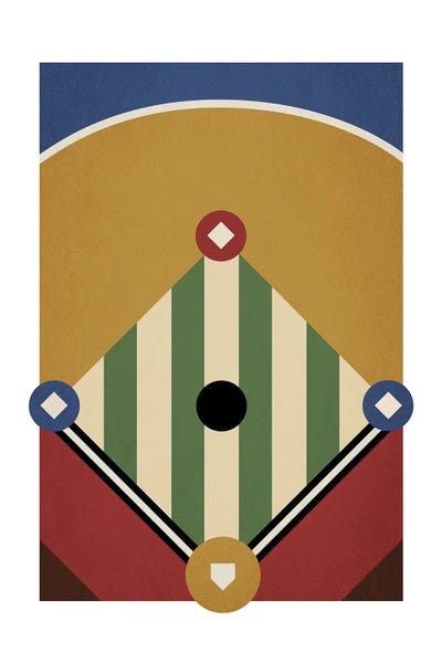 Kids Sports Art: Baseball Field Retro by Beth Bordelon