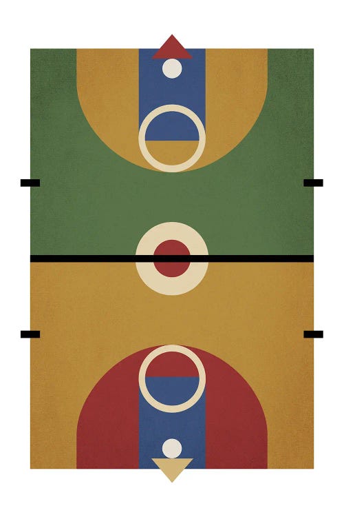 Basketball Court Retro by Beth Bordelon wall art