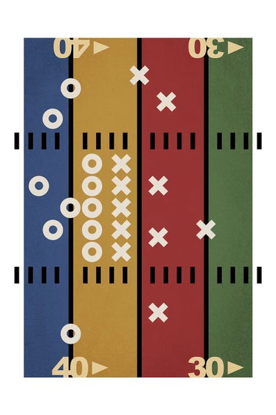 Kids Sports Art: Football Field Retro by Beth Bordelon