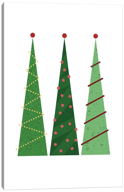 Christmas Trees Canvas Art Print - Christmas Trees & Wreath Art