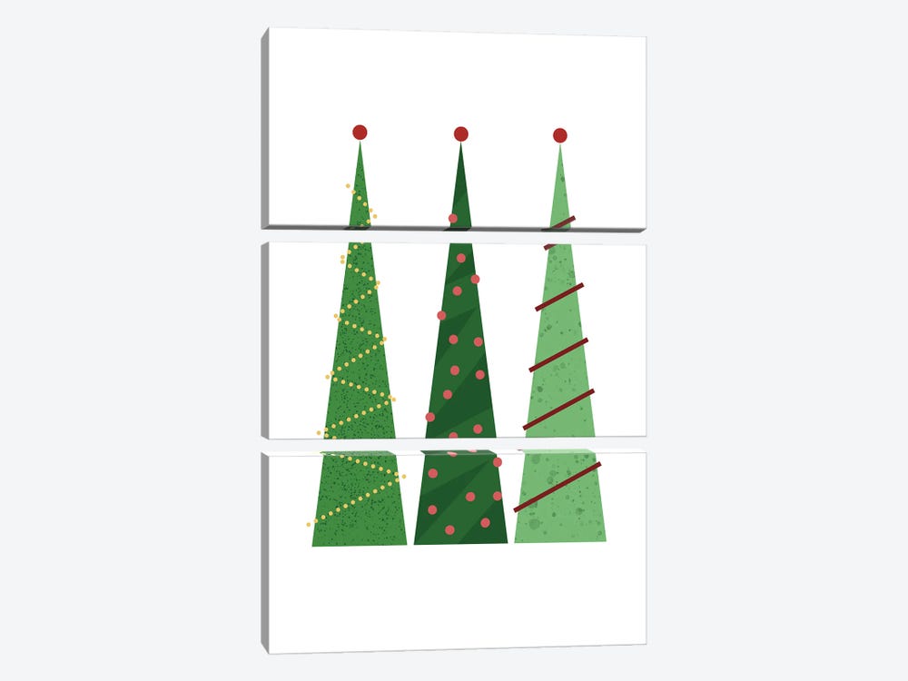 Christmas Trees by Beth Bordelon 3-piece Canvas Print