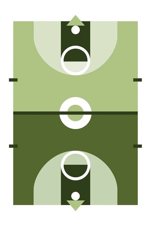 Basketball Court In Green by Beth Bordelon wall art