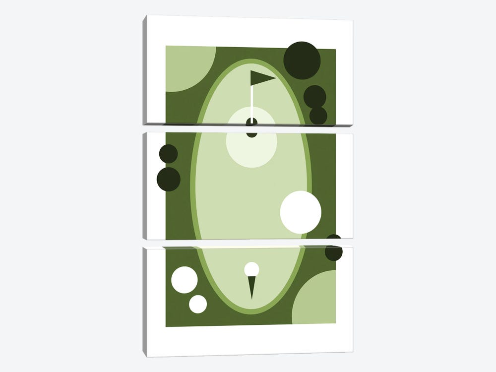 Golf Course In Green by Beth Bordelon 3-piece Canvas Art