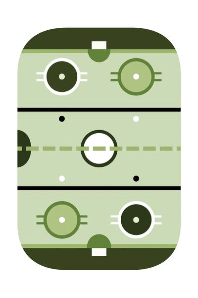 Kids Sports Art: Hockey Rink In Green by Beth Bordelon
