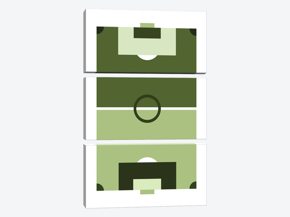 Soccer Field In Green by Beth Bordelon 3-piece Canvas Print