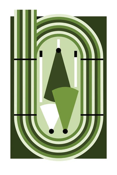 Kids Sports Art: Track And Field In Green by Beth Bordelon