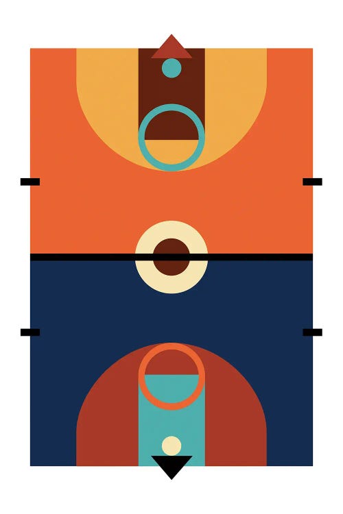 Basketball Court Modern Art by Beth Bordelon wall art