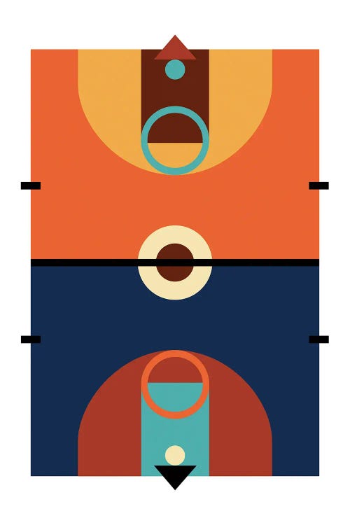 Basketball Court Modern Art by Beth Bordelon wall art