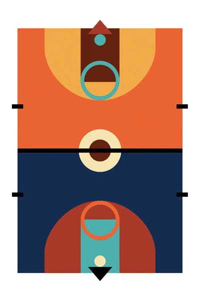 Kids Sports Art: Basketball Court Modern Art by Beth Bordelon