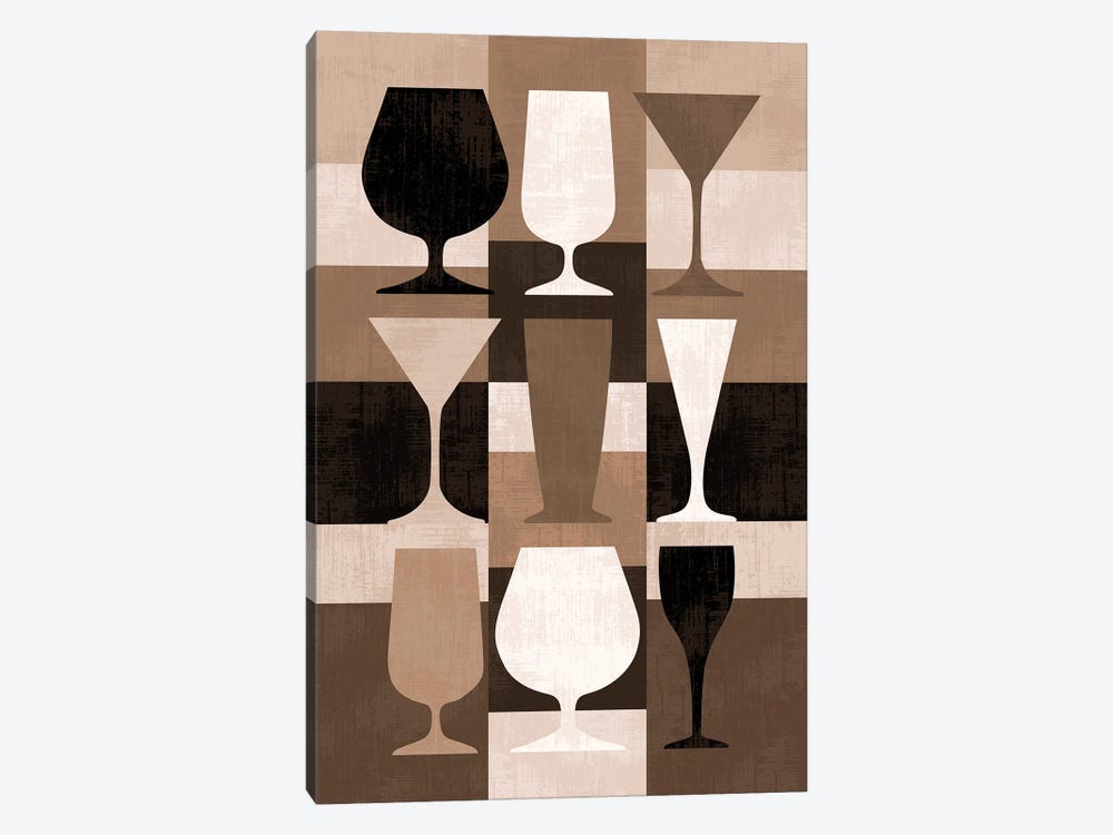 Mod Beverage Glasses by Beth Bordelon 1-piece Canvas Print