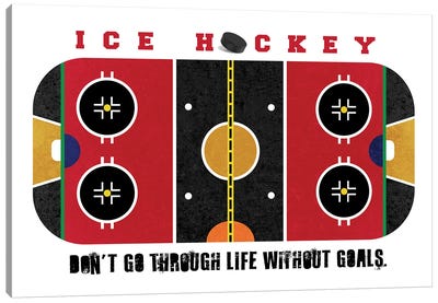 Ice Hockey Rink Red Canvas Art Print - Hockey Art