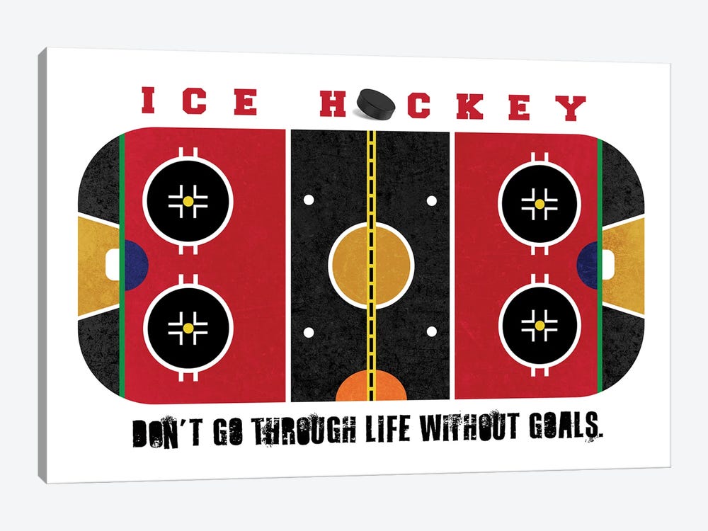 Ice Hockey Rink Red by Beth Bordelon 1-piece Canvas Print