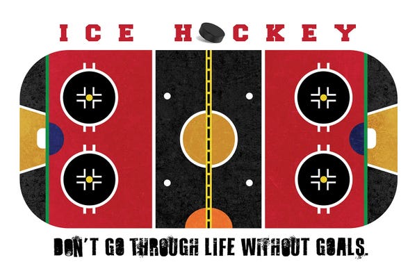 Kids Sports Art: Ice Hockey Rink Red by Beth Bordelon